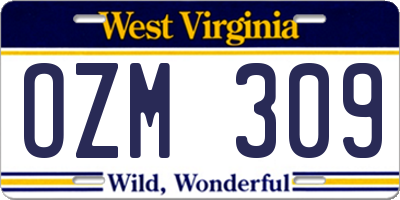 WV license plate OZM309