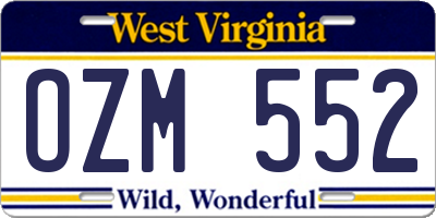 WV license plate OZM552