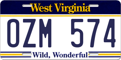 WV license plate OZM574