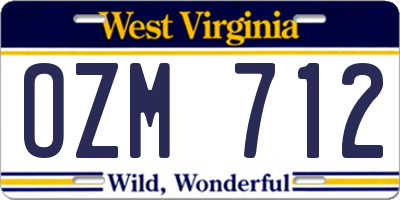 WV license plate OZM712