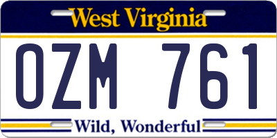 WV license plate OZM761