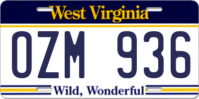 WV license plate OZM936
