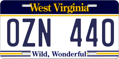 WV license plate OZN440