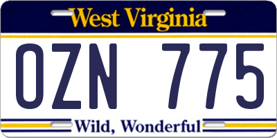 WV license plate OZN775