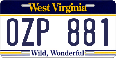 WV license plate OZP881