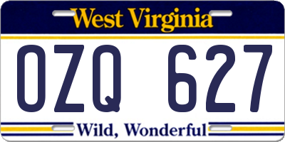 WV license plate OZQ627