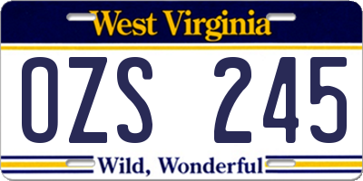 WV license plate OZS245