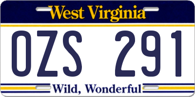 WV license plate OZS291