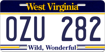 WV license plate OZU282