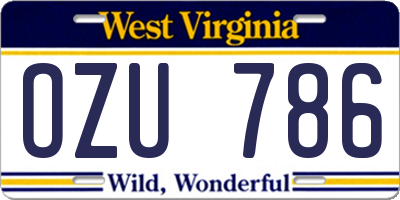 WV license plate OZU786