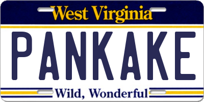 WV license plate PANKAKE