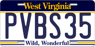 WV license plate PVBS35