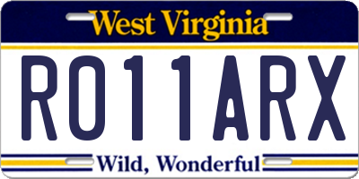 WV license plate R011ARX