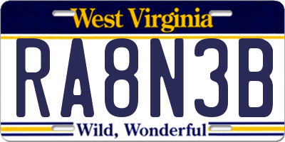 WV license plate RA8N3B