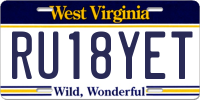 WV license plate RU18YET