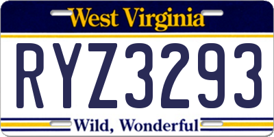 WV license plate RYZ3293