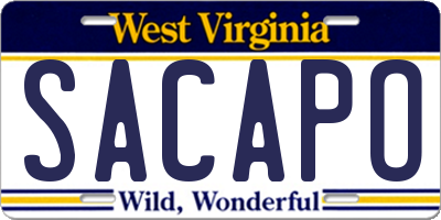 WV license plate SACAPO