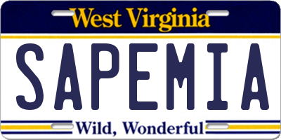 WV license plate SAPEMIA