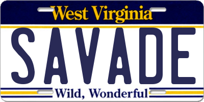 WV license plate SAVADE