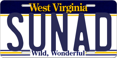 WV license plate SUNAD