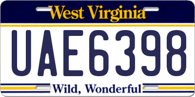 WV license plate UAE6398