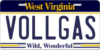 WV license plate VOLLGAS