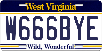 WV license plate W666BYE