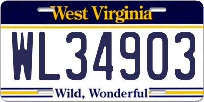 WV license plate WL34903