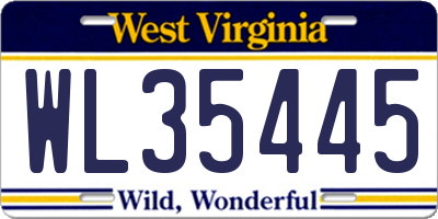 WV license plate WL35445