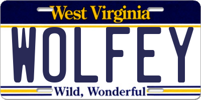 WV license plate WOLFEY
