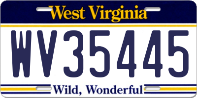 WV license plate WV35445