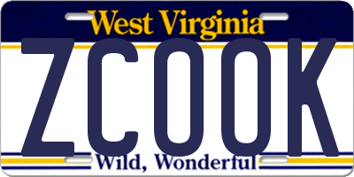 WV license plate ZCOOK