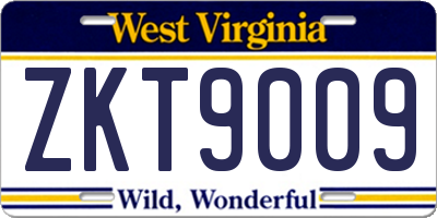 WV license plate ZKT9009