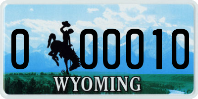 WY license plate 000010