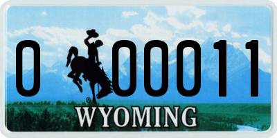 WY license plate 000011