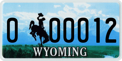 WY license plate 000012