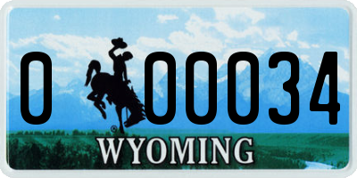 WY license plate 000034