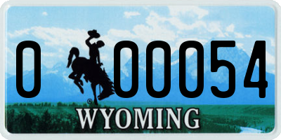 WY license plate 000054