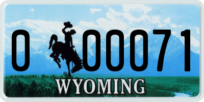 WY license plate 000071