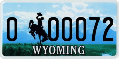 WY license plate 000072