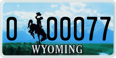 WY license plate 000077