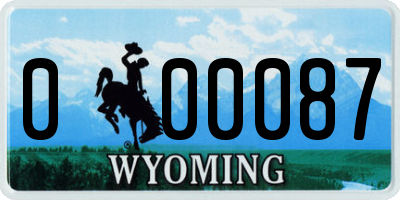 WY license plate 000087