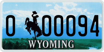 WY license plate 000094