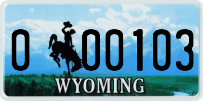 WY license plate 000103