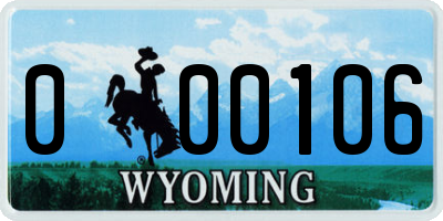 WY license plate 000106