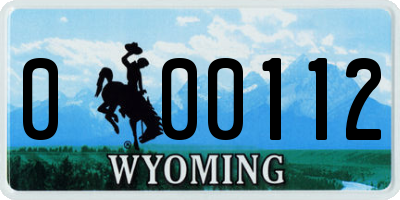 WY license plate 000112