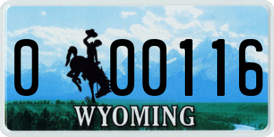 WY license plate 000116