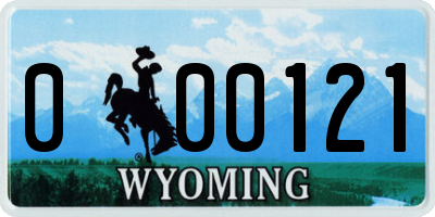 WY license plate 000121