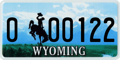 WY license plate 000122