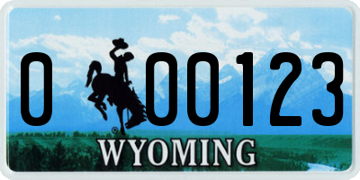 WY license plate 000123